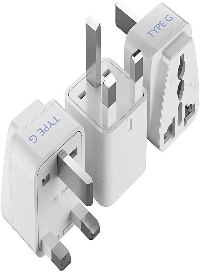 Ceptics UK Adapter for Indian Pins, India to UAE, Hong Kong, Dubai, UK Plug - Type G - Perfect for Laptop, Camera, Chargers - CE - RoHS - 3 Pack -White- Lifetime Limited Warranty - Image 1